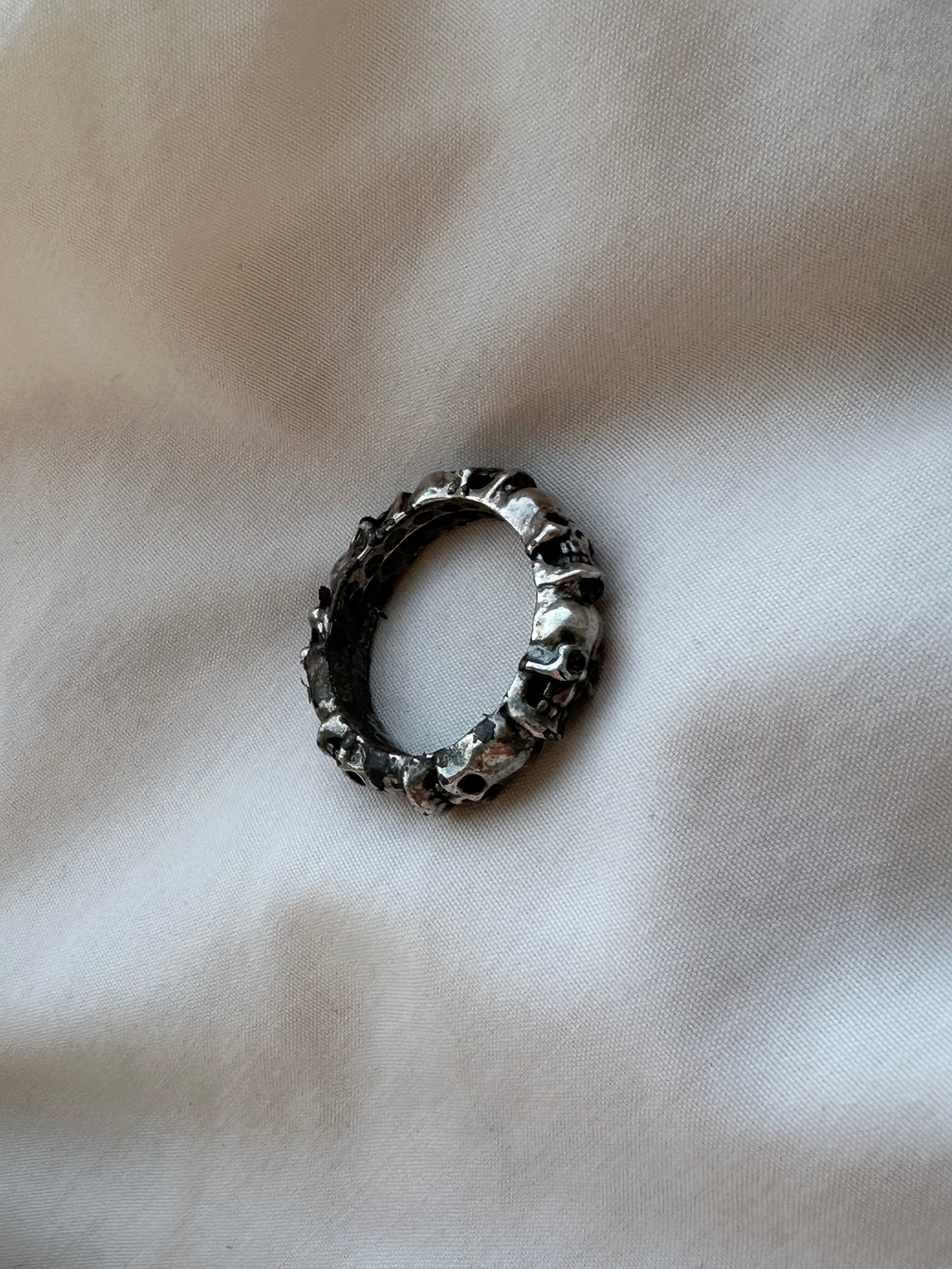 1980s Circle of Skulls Biker Ring Size 10