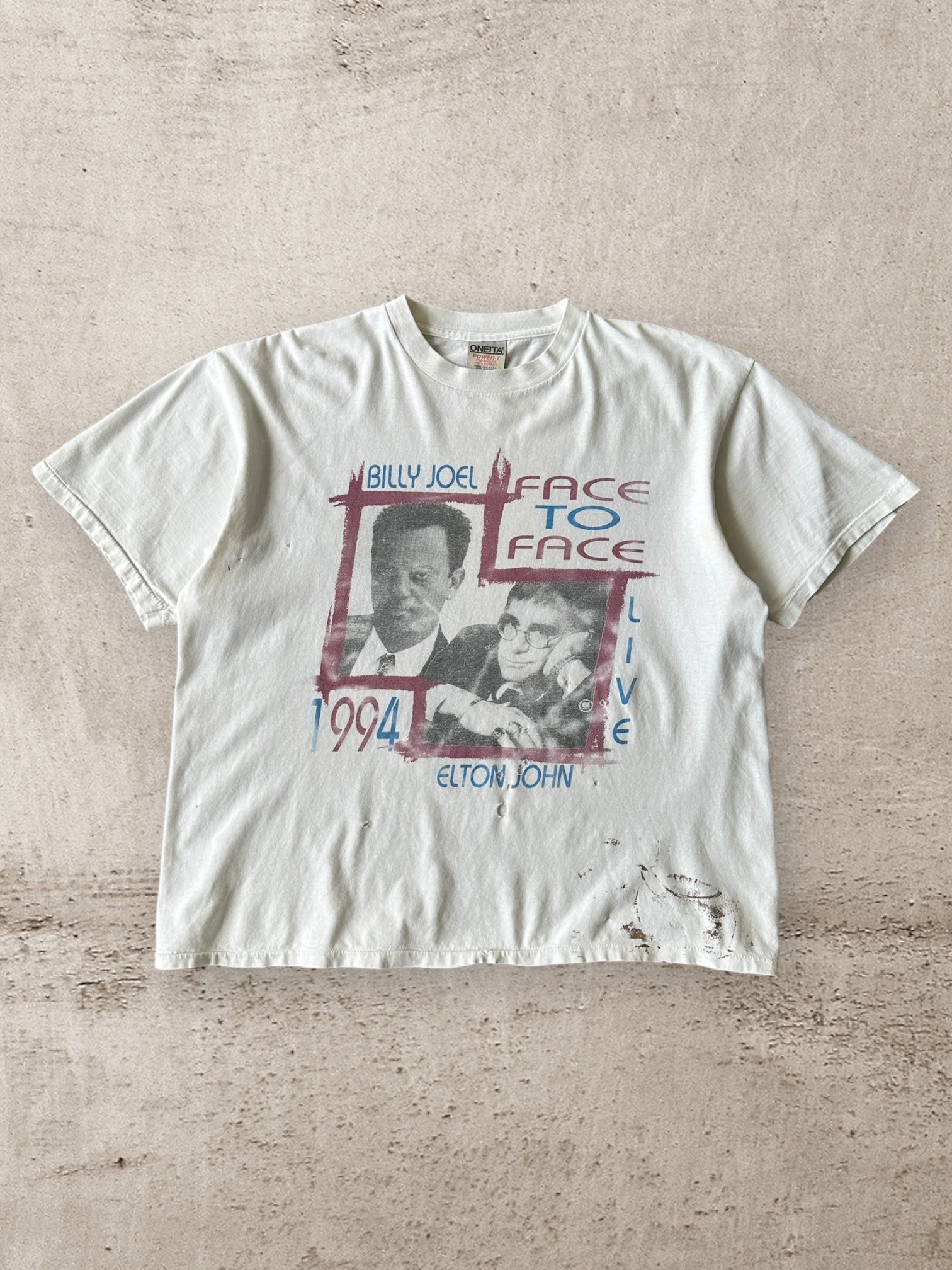 90s Billy Joel & Elton John Face To Face Distressed Graphic T 