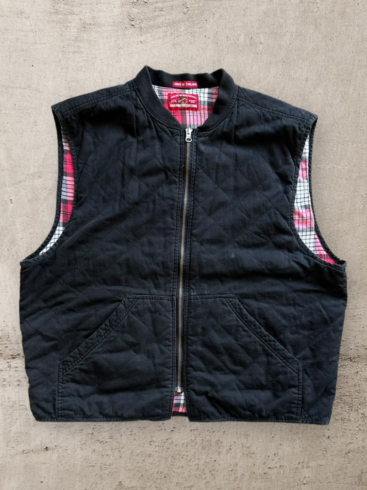 90s Marlboro Cigarettes Reversible Plaid Work Vest