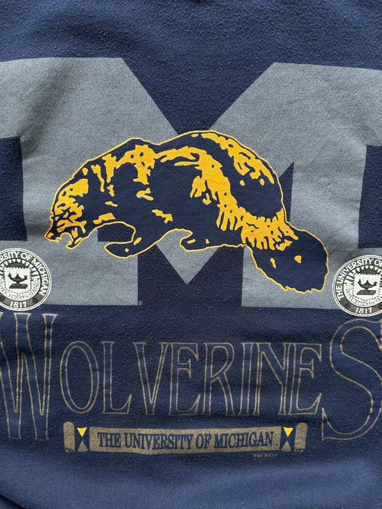 90s Michigan Wolverines Graphic Crewneck - Large
