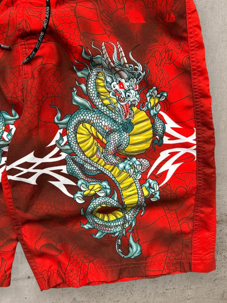 00s JNCO Jeans Dragon Graphic Shorts - 32