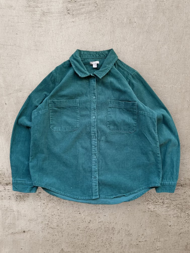 00s Falls Creek Teal Corduroy Button Up Shirt - XL