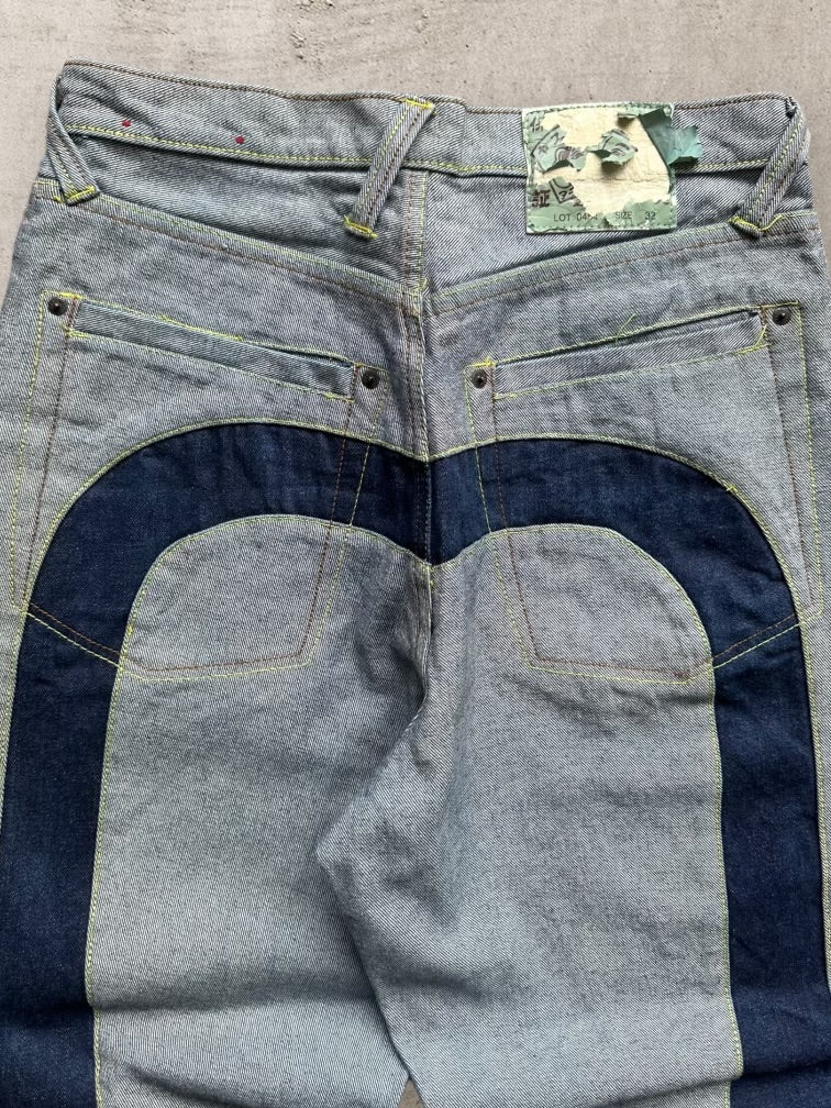 00s Evisu Genes God Patch Baggy Denim Jeans - 32x28-32