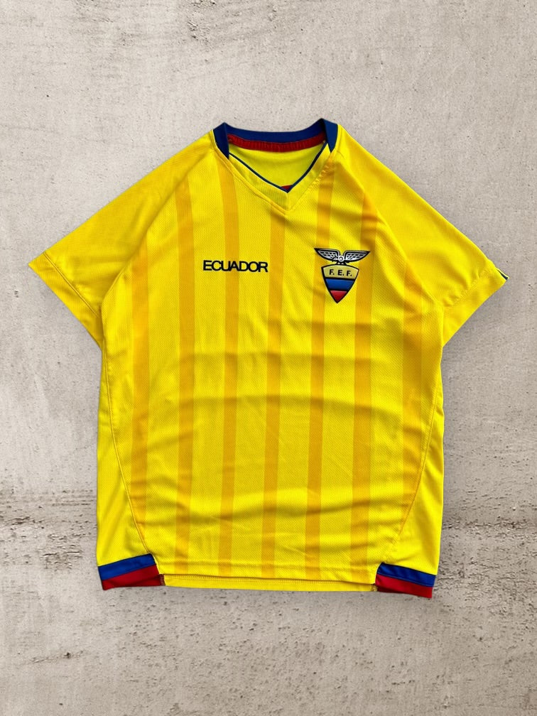 00s Ecuador Striped Soccer Jersey - Medium