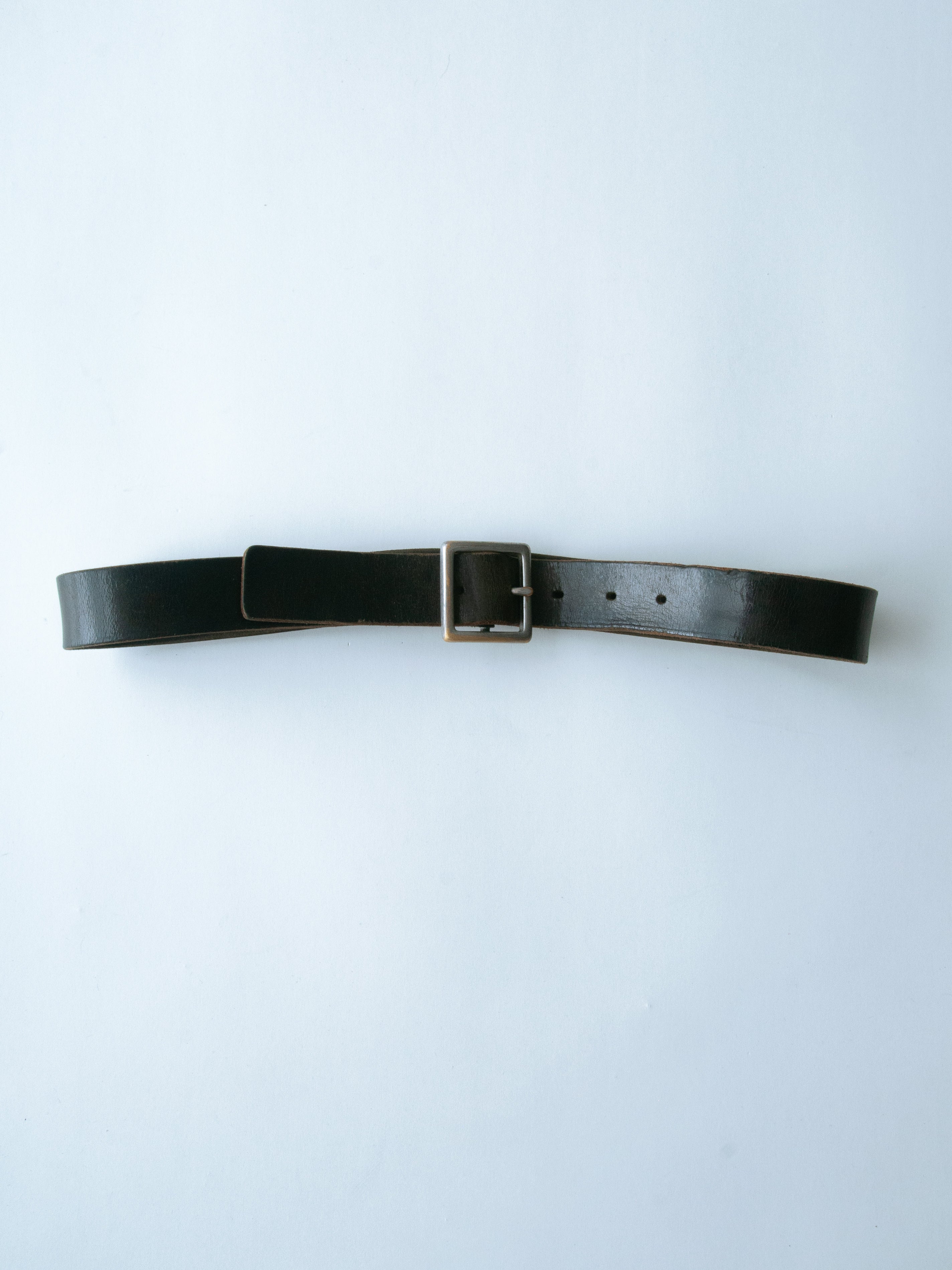 00s Black & Silver Squared Buckle Leather Belt - 30” – The  display picture 1