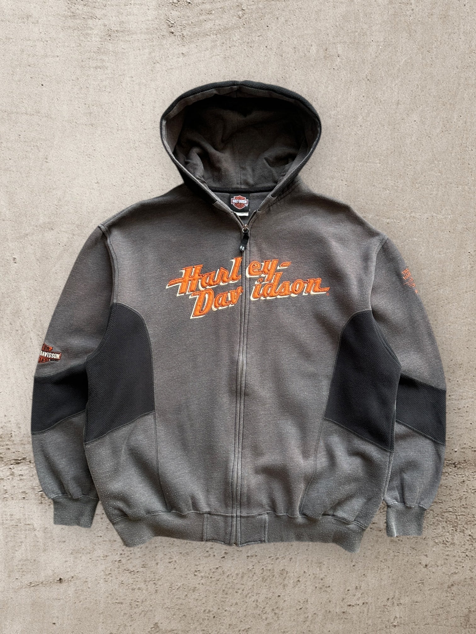 00s Harley Davidson zip-up sweat shirt Mens Harley Davidson Black Full Zip Vintage Hoodie 2000 Y2K