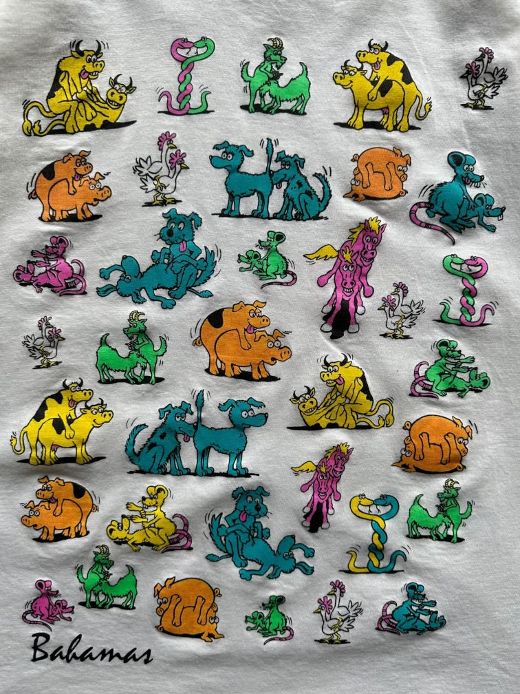 90s Animal Sex Graphic T-Shirt - Medium
