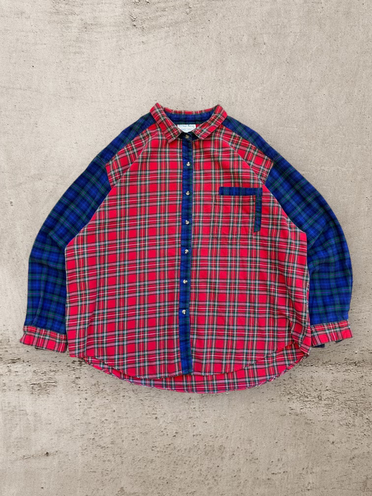 00s Boundary Waters Color Block Plaid Button Up Shirt - XL