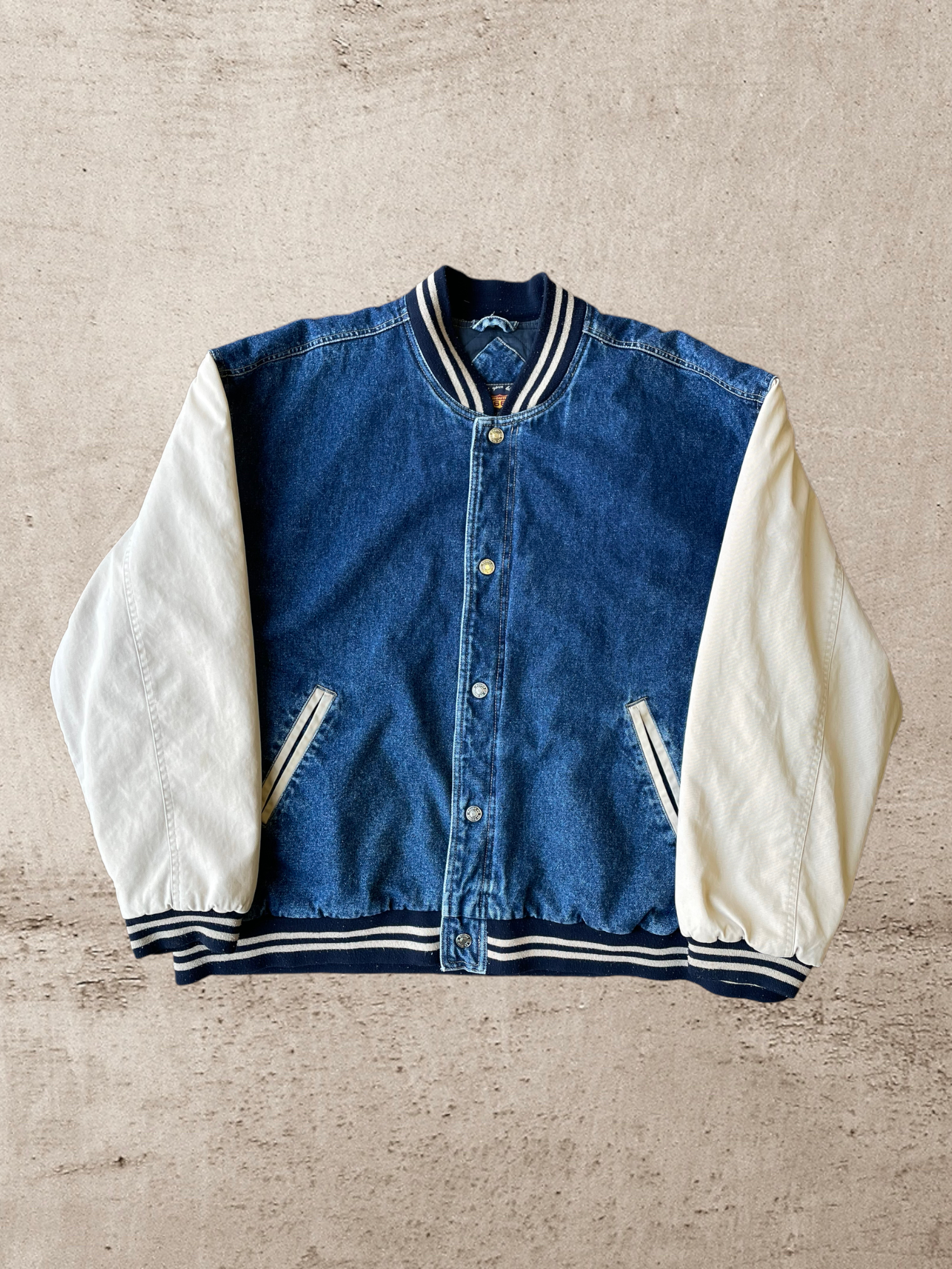Vintage Denim Varsity Jacket - XXL