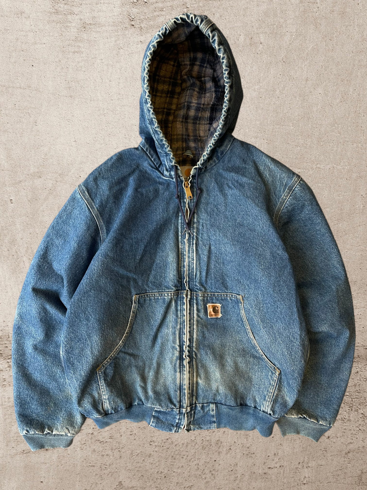 90s Carhartt Denim Hooded Jacket - Large