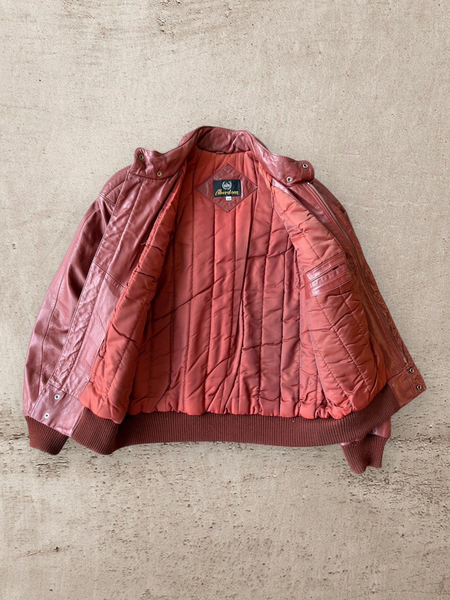 80s Aberdeen Red Leather Jacket - Medium