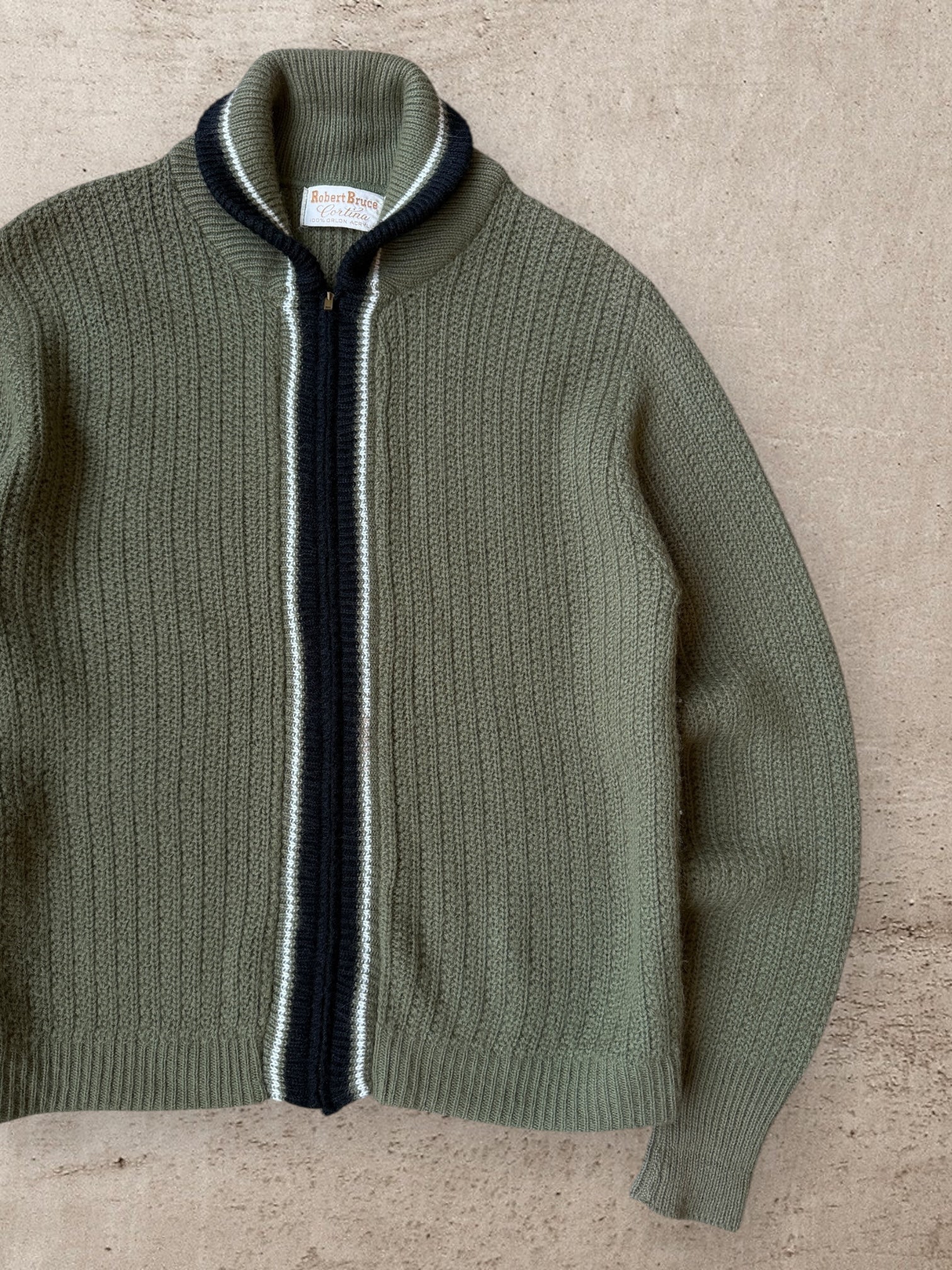 70s Robert Bruce Striped Shawl Knit Sweater - Medium