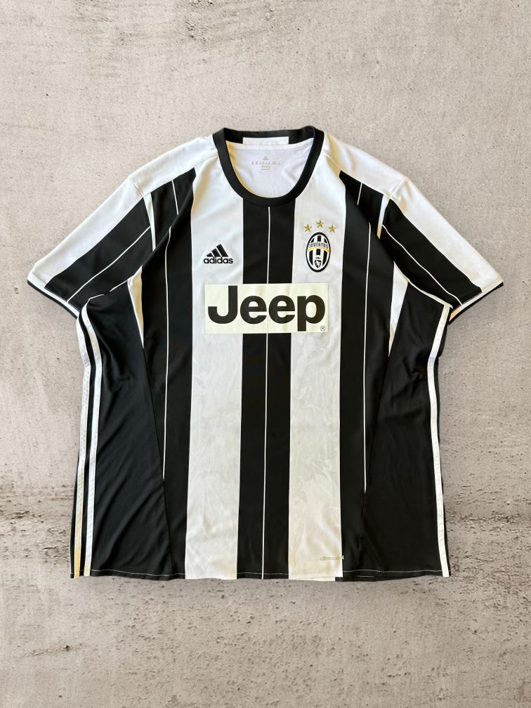 00s Adidas Juventus Jeep Striped Soccer Jersey - XXL