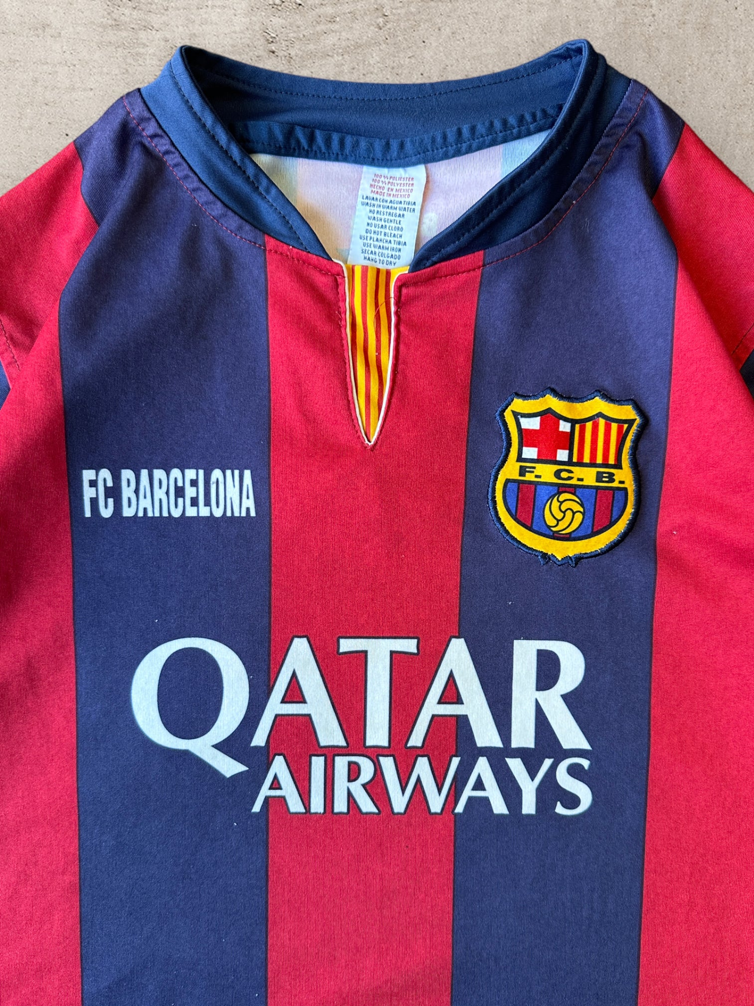 00s FC Barcelona Striped Messi Jersey - Medium