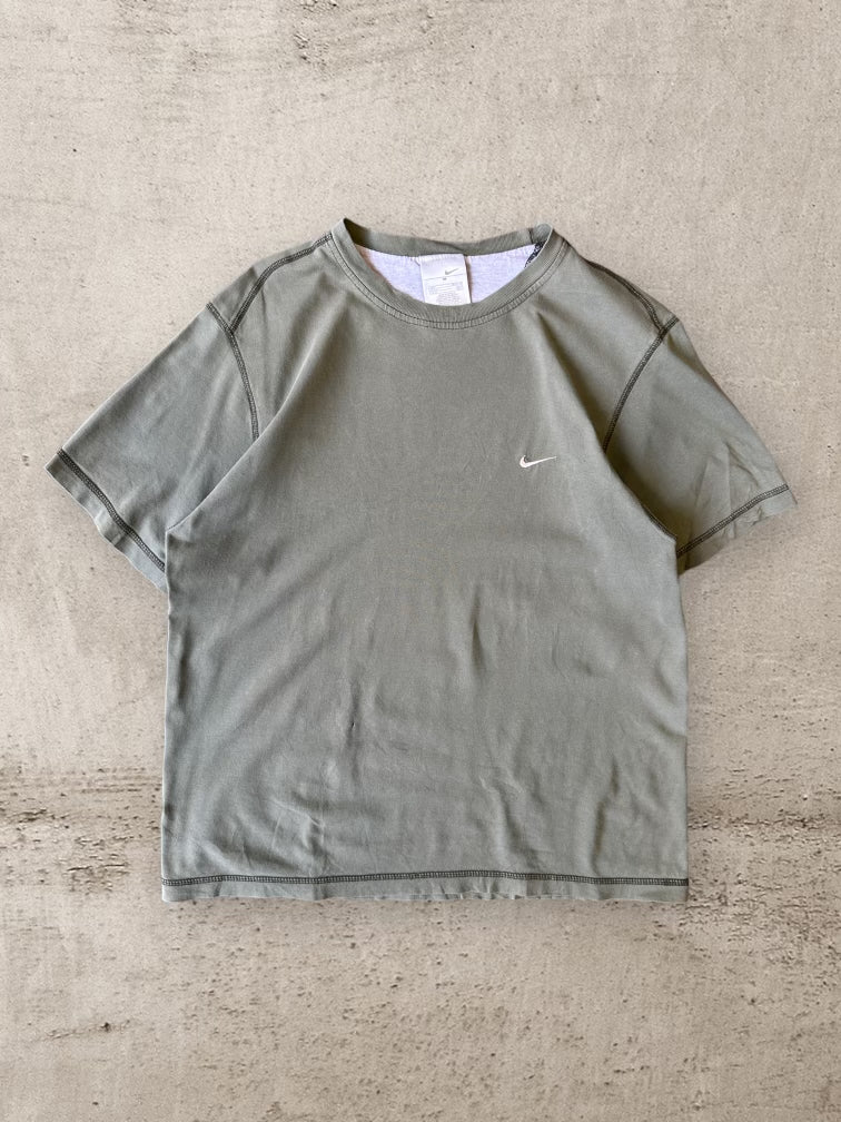 00s Nike Olive Green Mini Swoosh  T-Shirt - Medium