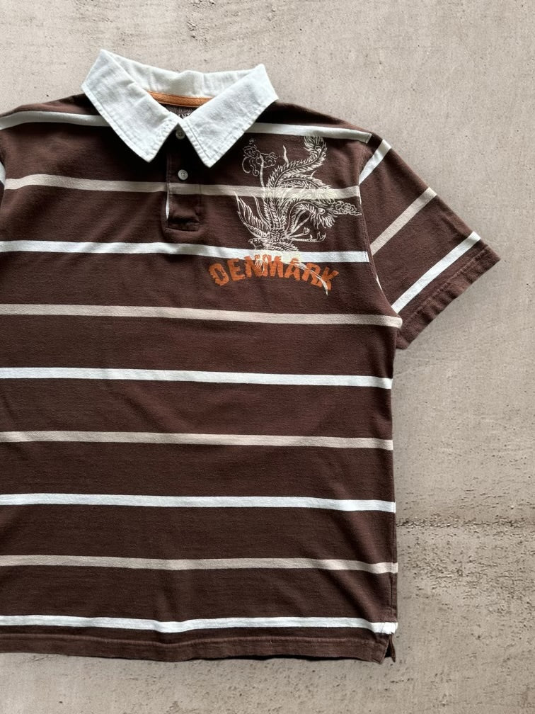 00s Point Zero Denmark Striped Polo Shirt - Medium