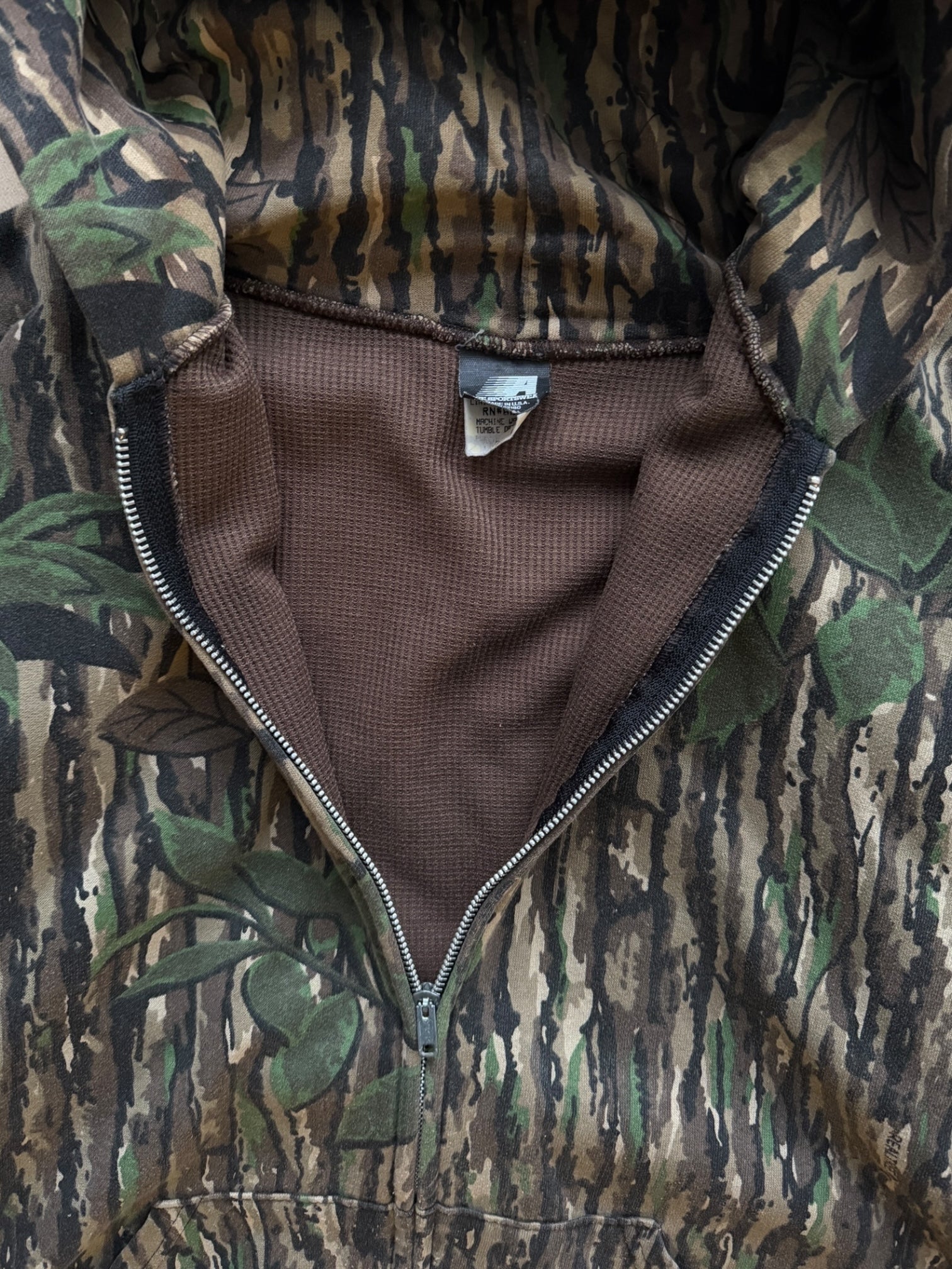 80s Real Tree Camouflage Zip Up Hoodie - XL