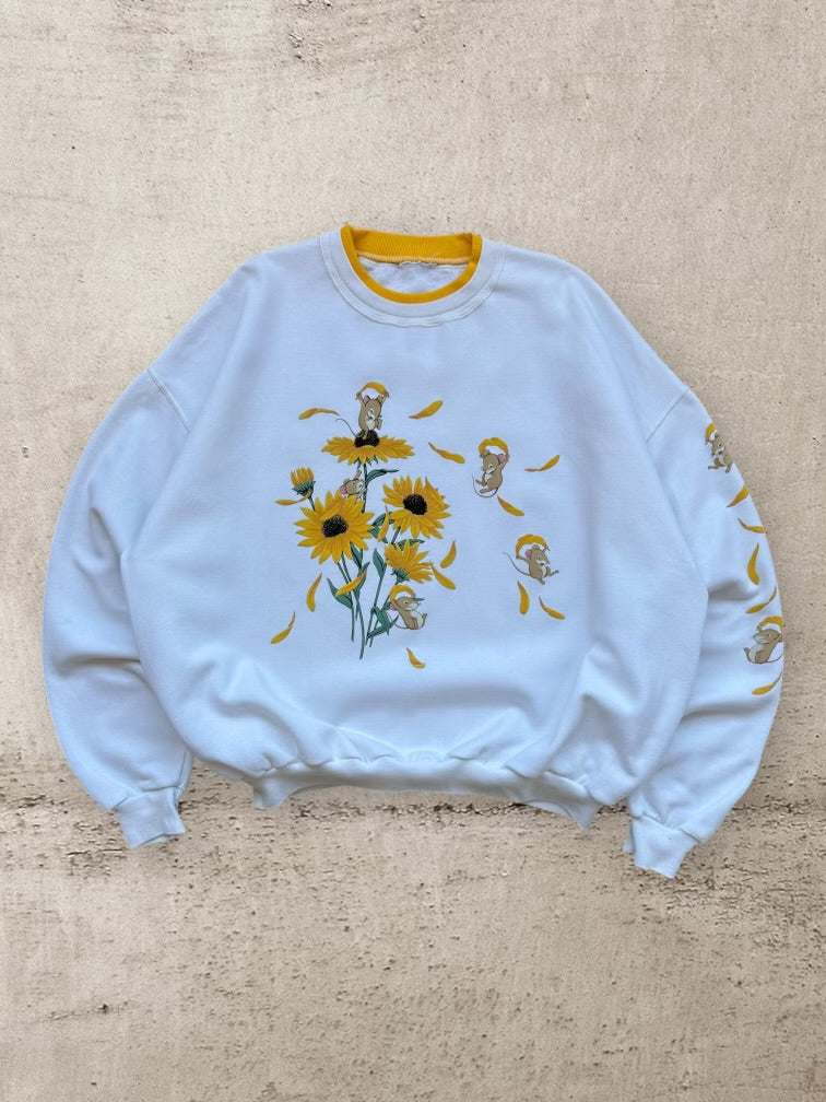 90s Sunflower Mice Graphic Crewneck - XL