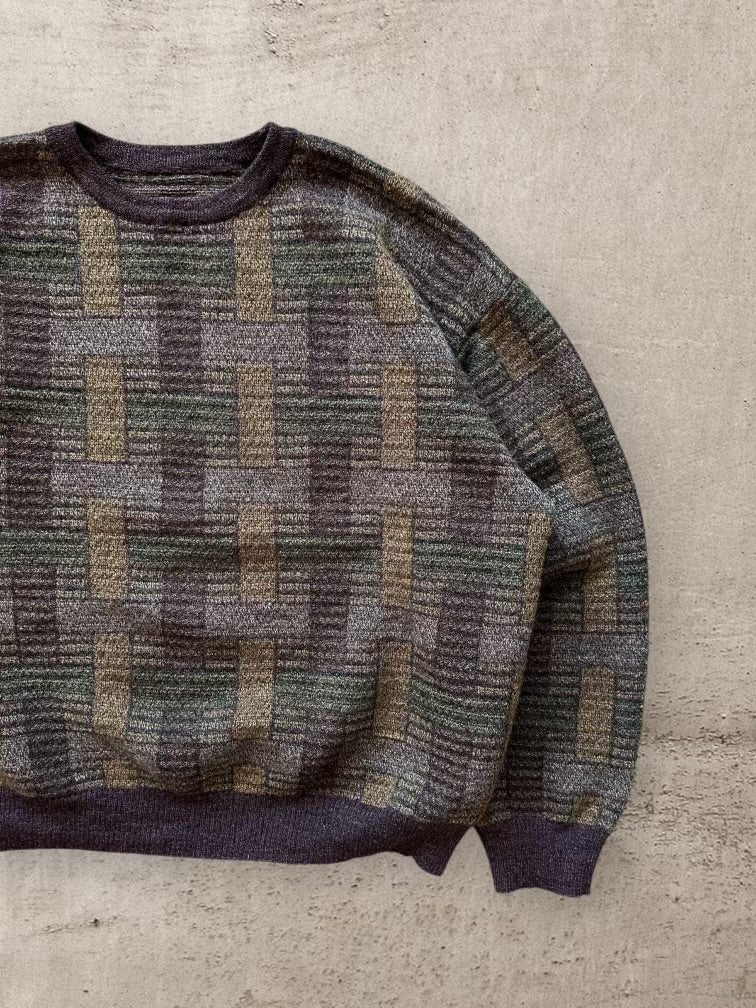 90s Multicolor Wool Knit Sweater - Medium