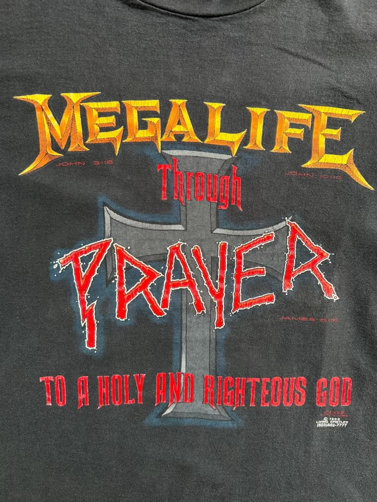 90s Megalife Through Prayer Graphic T-Shirt - Medium