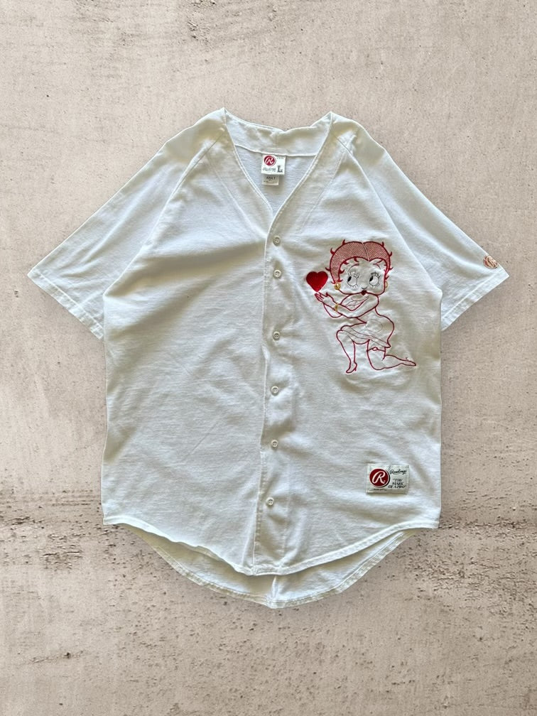 90s Betty Boop Embroidered Baseball Jersey - Large