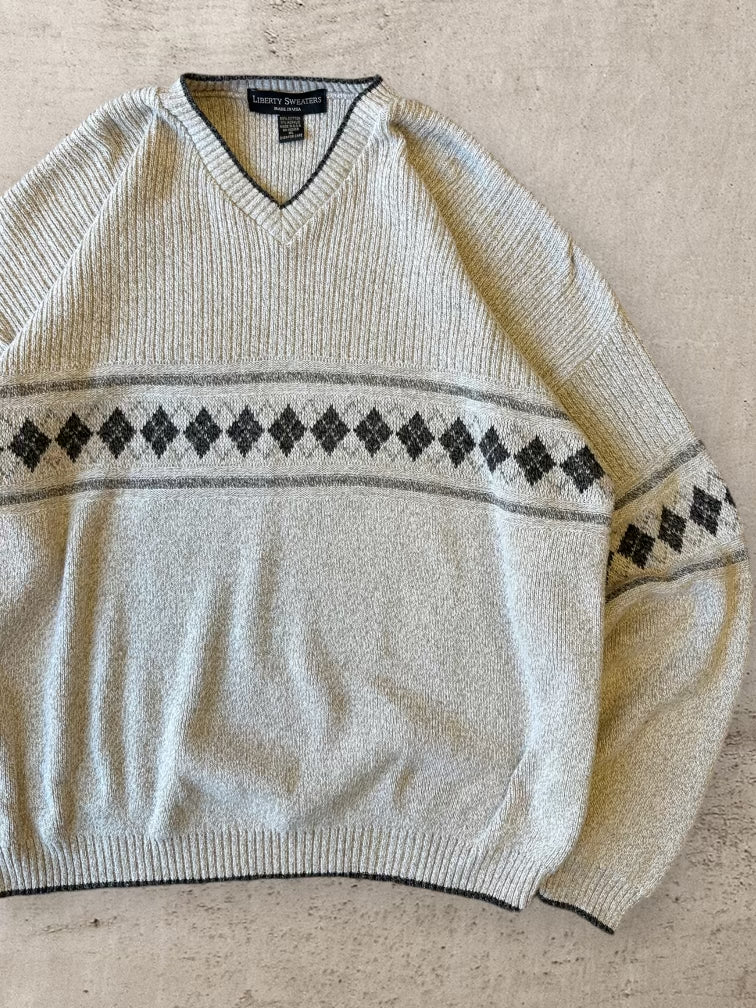00s Liberty Sweaters Argyle V-Neck Knit Sweater - XL