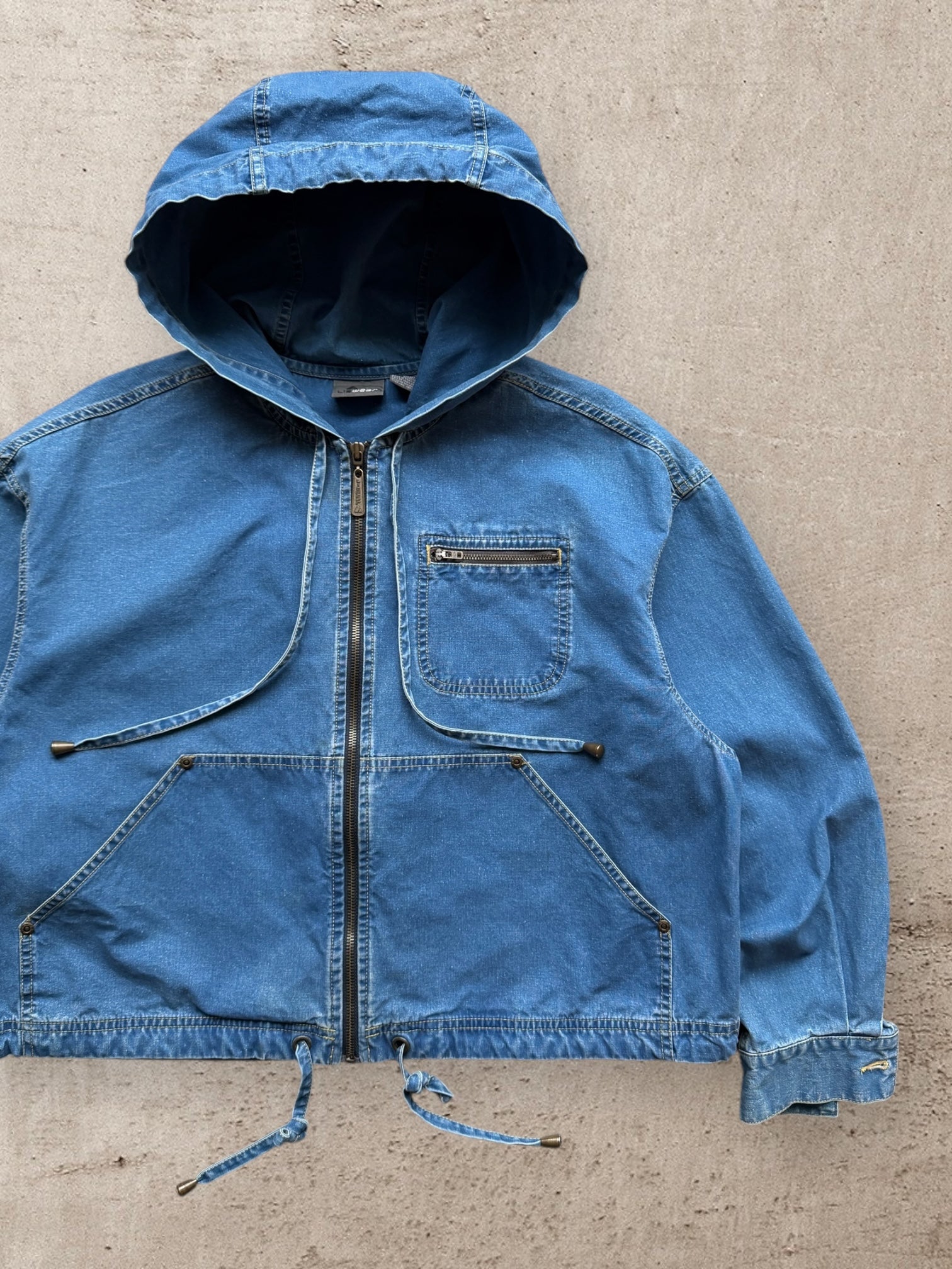 90s Lizwear Denim Hooded Jacket - Medium