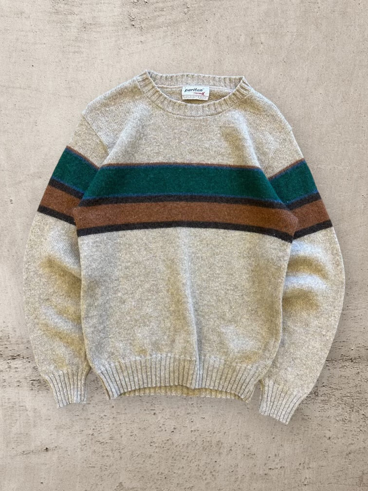 80s Puritan Striped Wool Sweater - Small