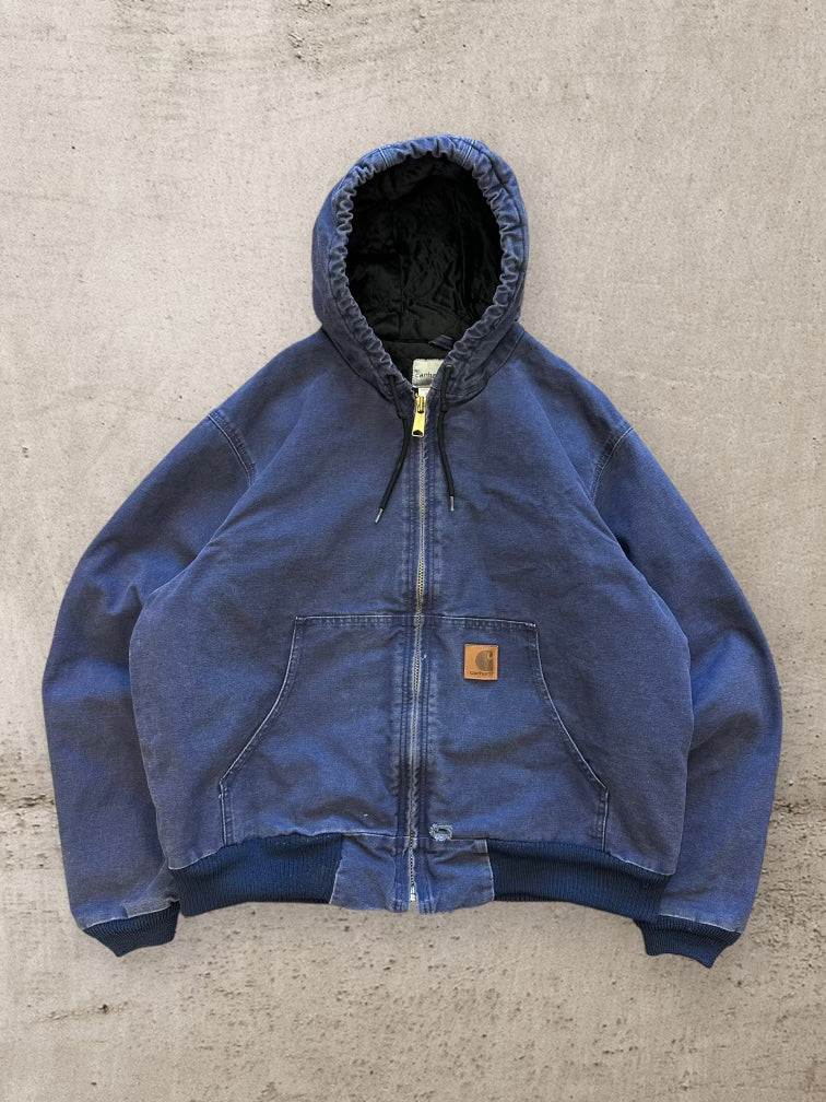 00s Carhartt Blue Hooded Jacket - Large