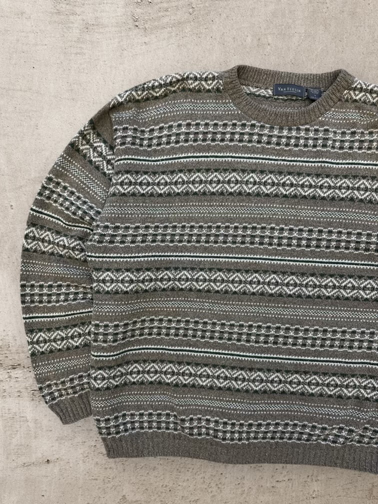 90s Van Heusen Striped Knit Sweater - Large