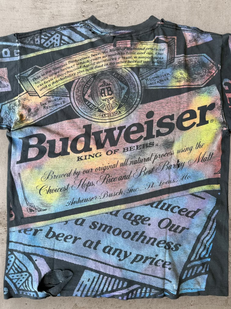 90s Distressed Budweiser Colorful AOP T-Shirt - XL