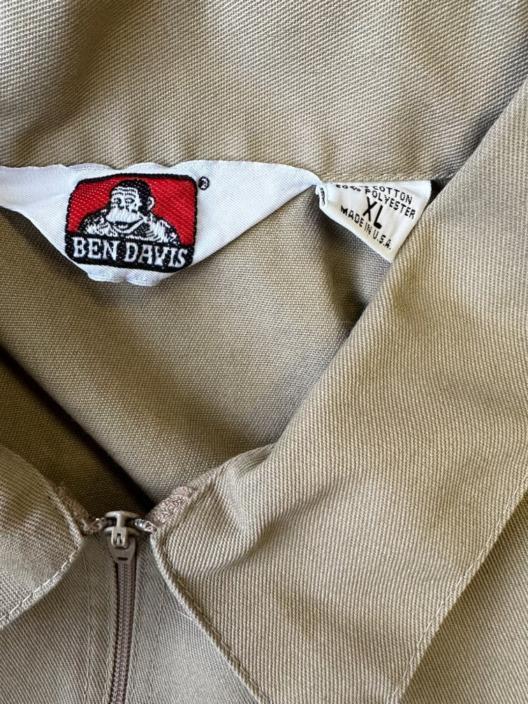 90s Ben Davis Beige 1/4 Zip Work Shirt - XL