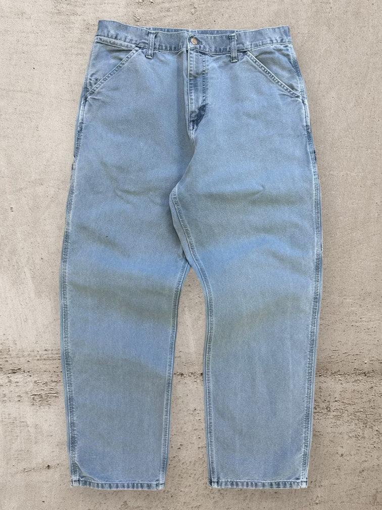 90s Carhartt Faded Blue Carpenter Pants - 34x30