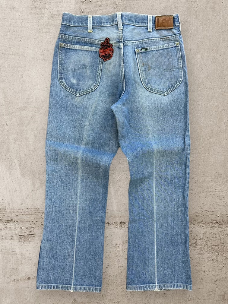 80s Lee Harley Davidson Patch Light Wash Denim Jeans - 32x28