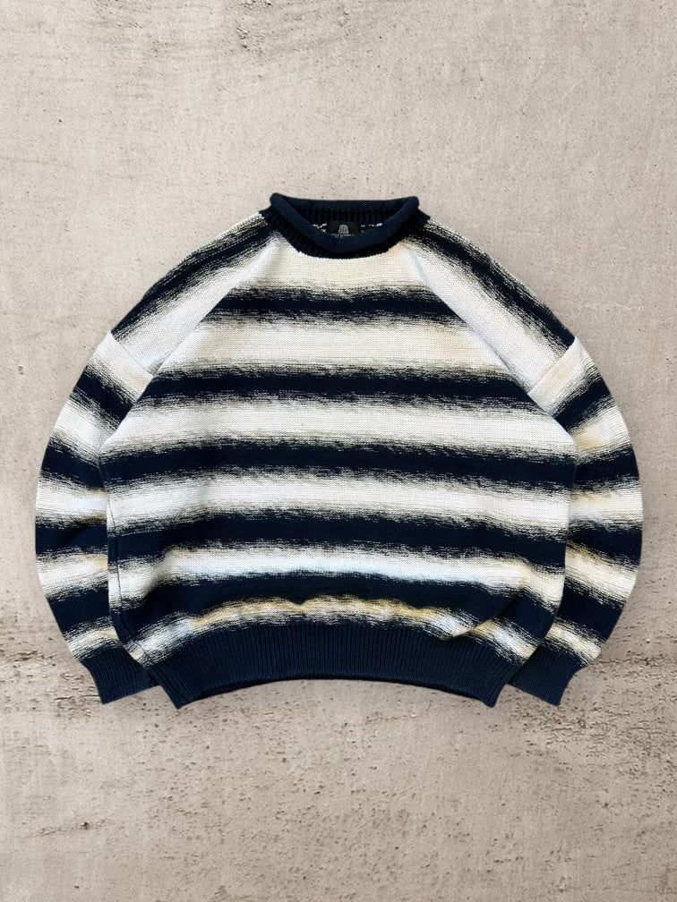 90s Structure Striped Knit Sweater - XL