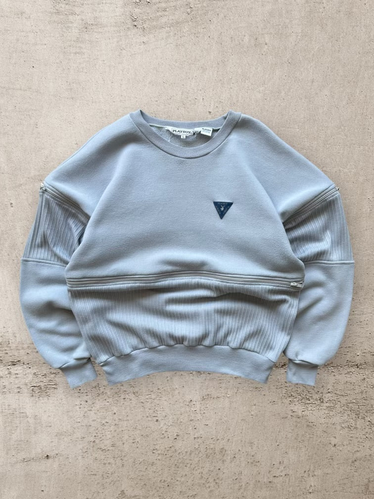 90s Playboy Zip Off Crewneck - Medium