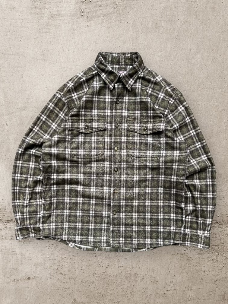 00s Sportif Plaid Fleece Button Up Shirt - XL