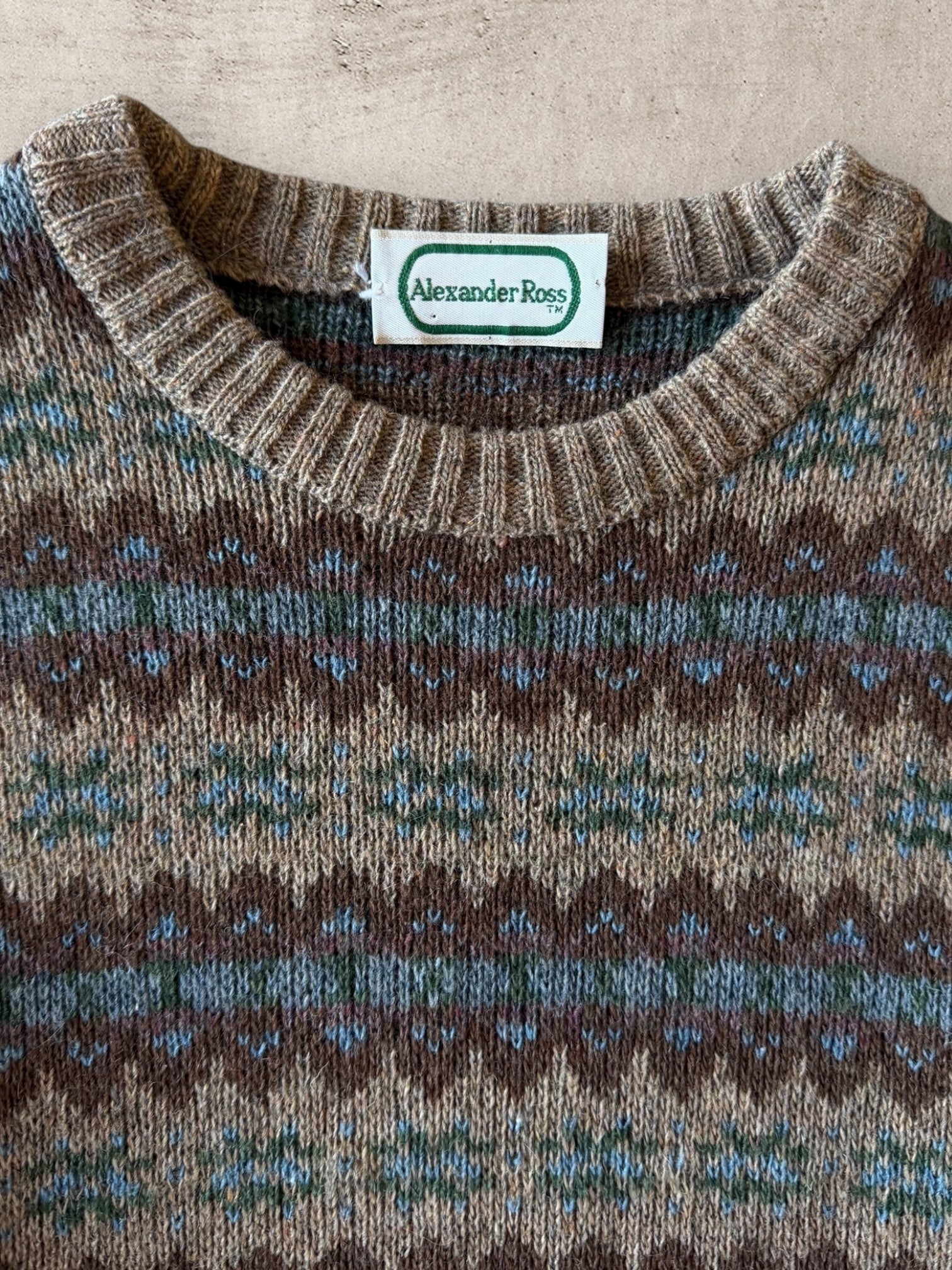 90s Alexander Ross Wool Striped Sweater - Small