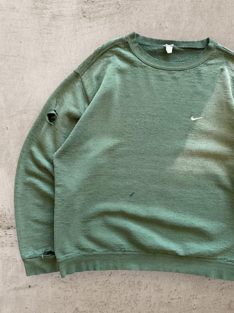 90s Nike Faded & Distressed Mini Swoosh Crewneck - XL