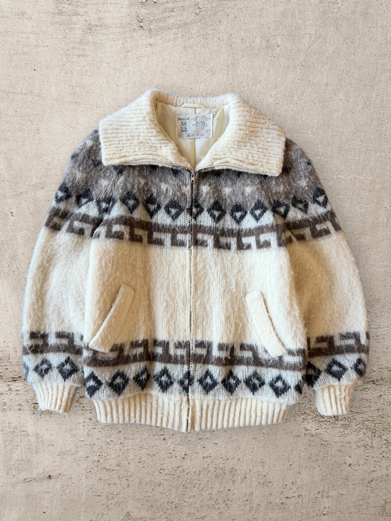 70s Hilda Ltd. Iceland Laine Wool Zip Up Sweater - Large