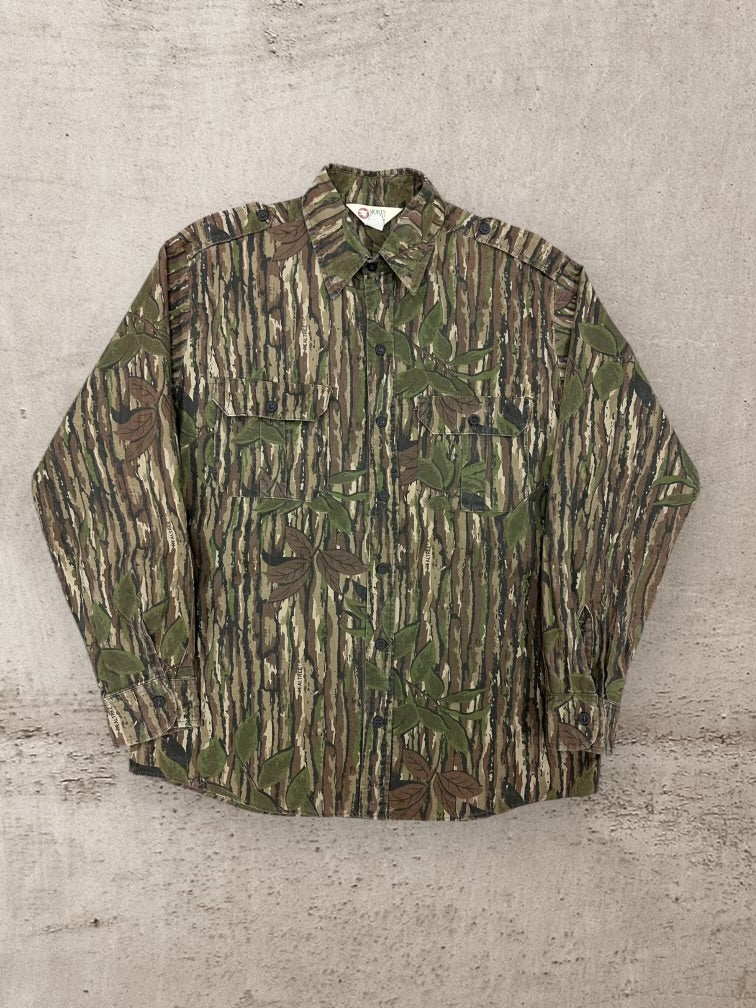 80s Sports Afield Real Tree Camouflage Button Up Shirt - Large