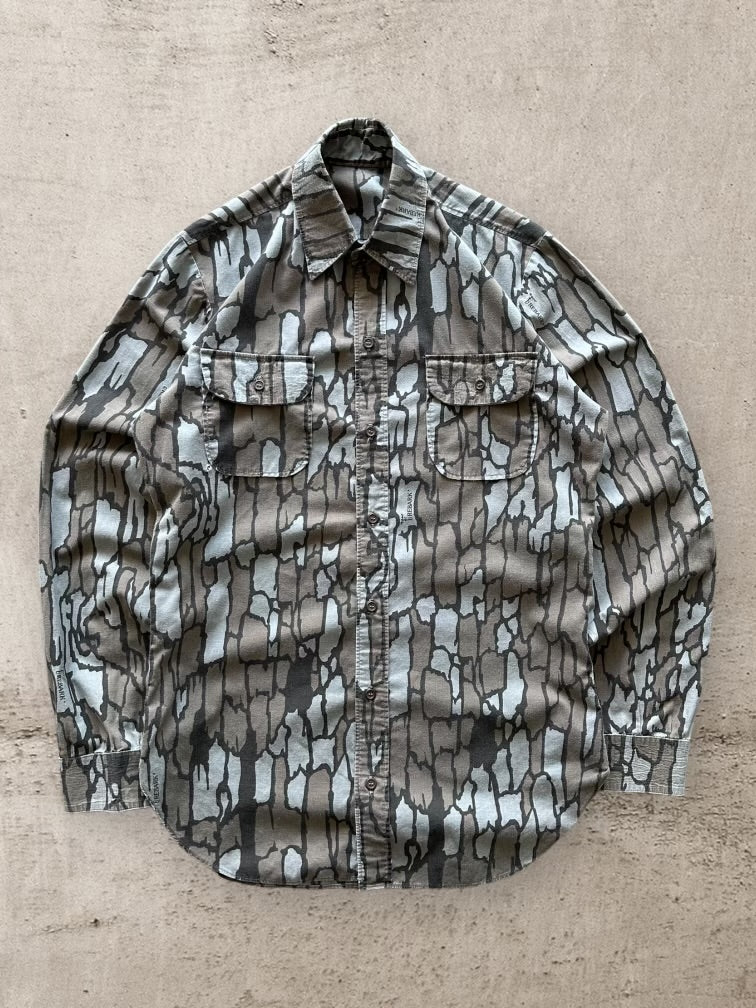 80s Real Tree Camouflage Button Up Shirt - Large