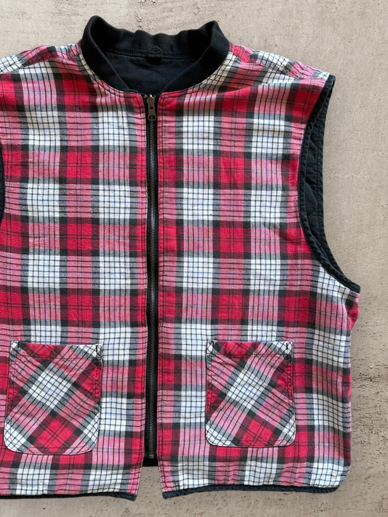 90s Marlboro Cigarettes Reversible Plaid Work Vest - XL