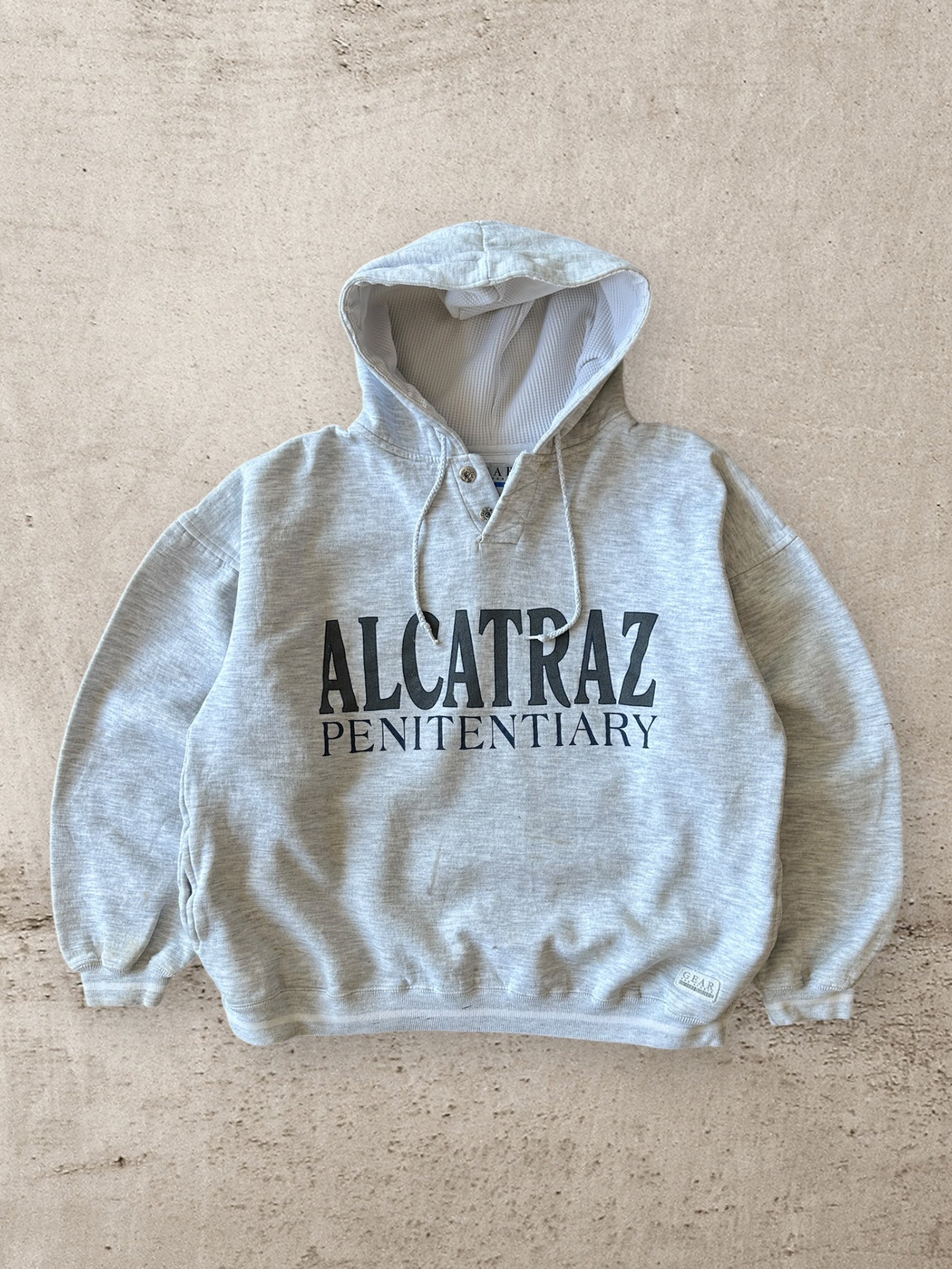 90s Alcatraz Penitentiary Henley Hoodie - Medium