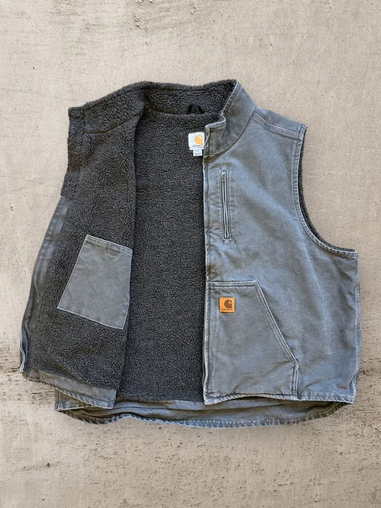 00s Carhartt Sherpa Lined Dark Grey Vest - XL