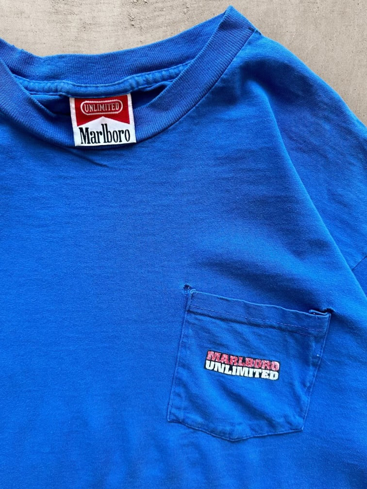 90s Marlboro Cigarettes Howling Wolf Pocket T-Shirt - XL