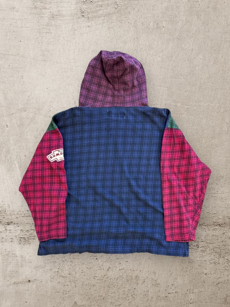 90s Bum Equipment Color Block Plaid Hoodie - XL