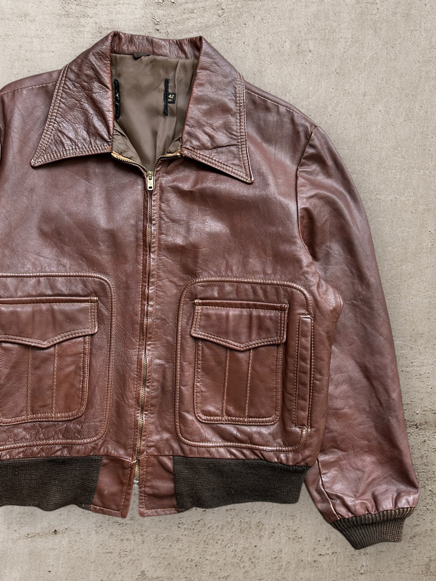 70s/80s Leather Flight Jacket - Large