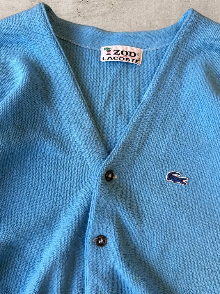 80s Lacoste & Izod Baby Blue Knit Cardigan - XL
