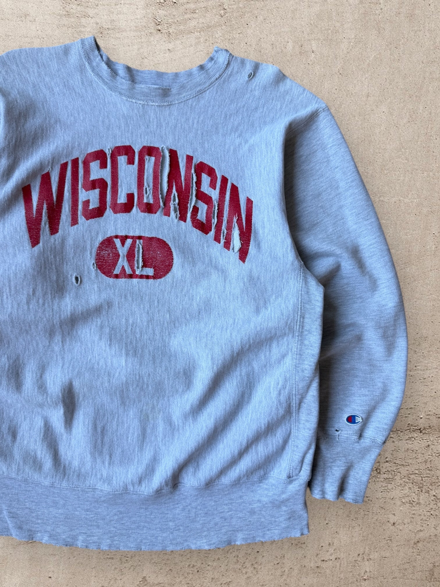 80s Champion Reverse Weave Wisconsin Crewneck - Large